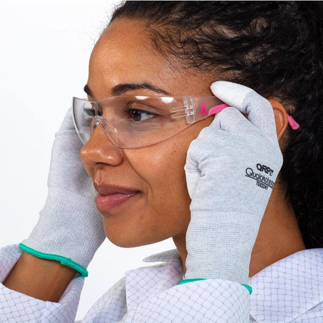 Bouton Eva Petite Women's Safety Glasses with Pink Temple Trim and Clear Hard Coat Lens - Image 4
