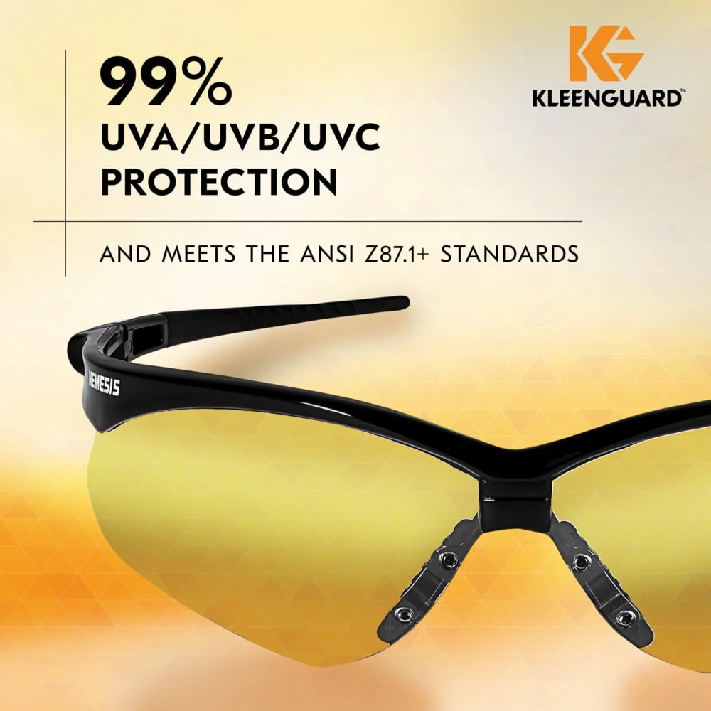 KleenGuard Nemesis Safety Glasses with Black Frame and Amber Lens - Image 3