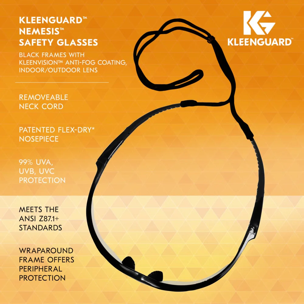 KleenGuard Nemesis Safety Glasses with Black Frame and Indoor/Outdoor Lens - Image 6