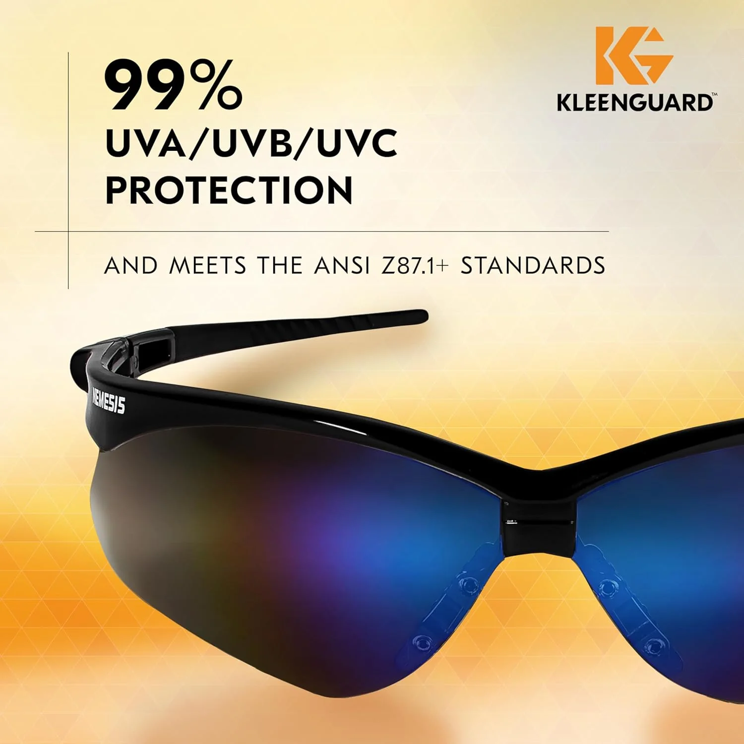 KleenGuard Nemesis Safety Glasses with Black Frame and Blue Mirror Lens - Image 3