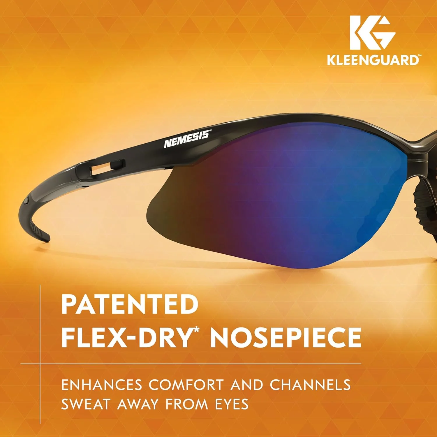 KleenGuard Nemesis Safety Glasses with Black Frame and Blue Mirror Lens - Image 4