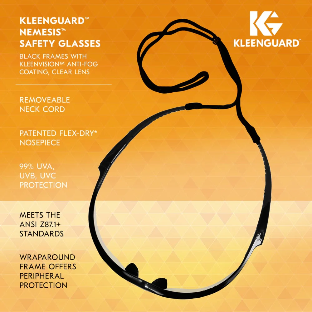 KleenGuard Nemesis Safety Glasses with Black Frame and Clear Anti-Fog Lens - Image 6